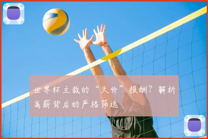 世界杯主裁的“天价”报酬？解析高薪背后的严格筛选