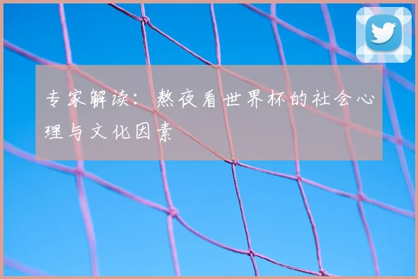 专家解读:熬夜看世界杯的社会心理与文化因素